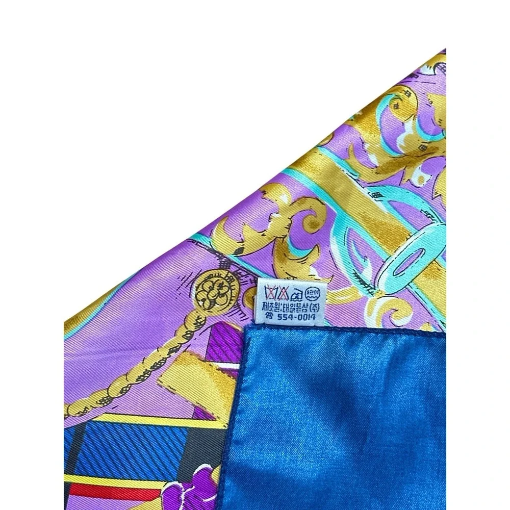 Vintage Korean Air Scarf Blue Gold Purple Red Turquoise etc Vibrant Colors‎